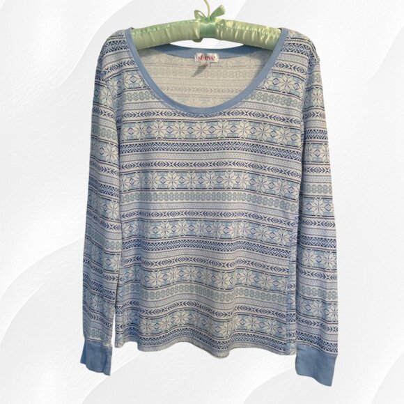 St. Eve pajama top - blue/white w snowflake pattern - Picture 2 of 7